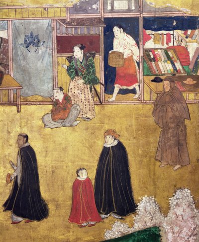 The Arrival of the Portuguese in Japan (detail) by Japanese School